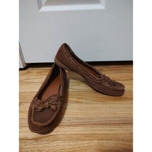 Sebago Womens Size 9 Mocassin Loafers Brown Metallic Bronze Leather Suede